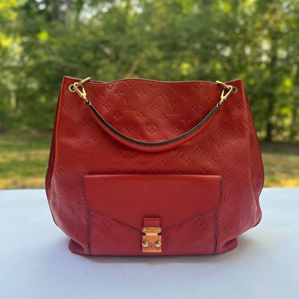 Louis Vuitton Empreinte Leather Metis 2 Way in Red Hobo Shoulder Handbag